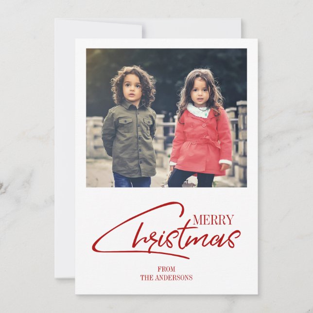 Nostalgic Christmas Script Holiday Photo Card (Front)