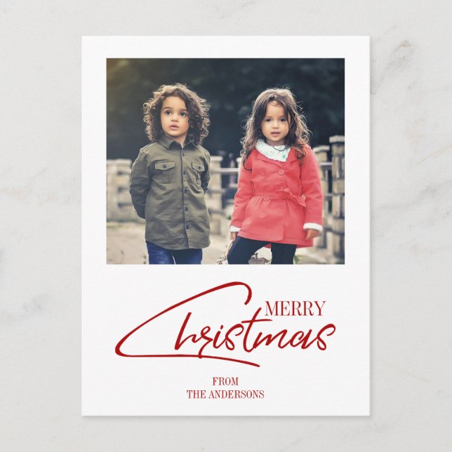 Nostalgic Christmas Script Holiday Photo Postcard (Front)