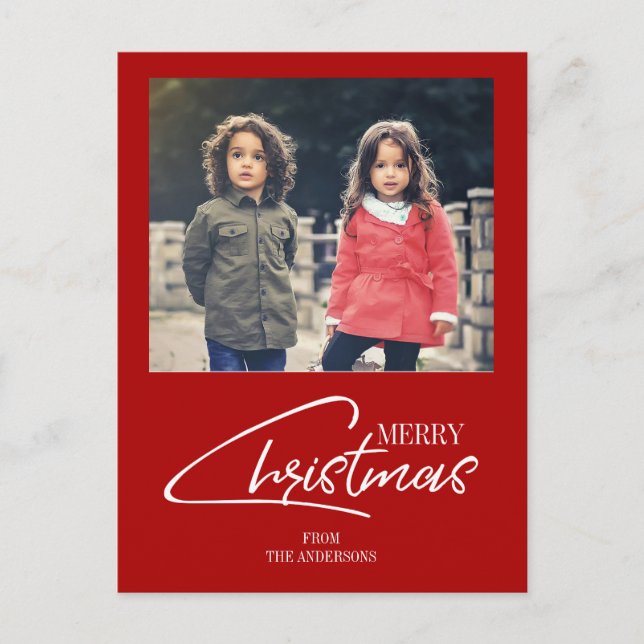 Nostalgic Christmas Script Holiday Photo Postcard (Front)