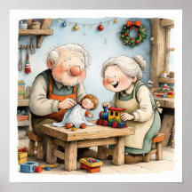 Nostalgic Christmas Toy Workshop Wall Art