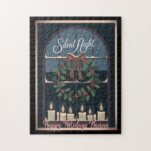 Nostalgic Christmas Vintage Holly Wreath Candles  Jigsaw Puzzle