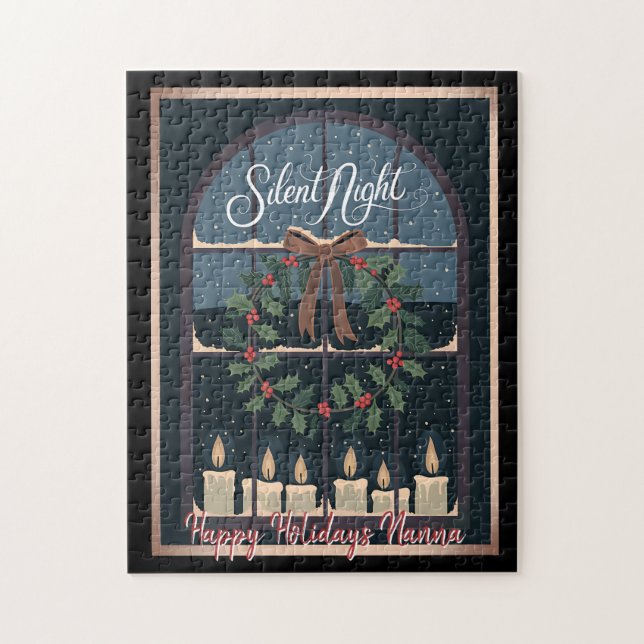 Nostalgic Christmas Vintage Holly Wreath Candles  Jigsaw Puzzle (Vertical)