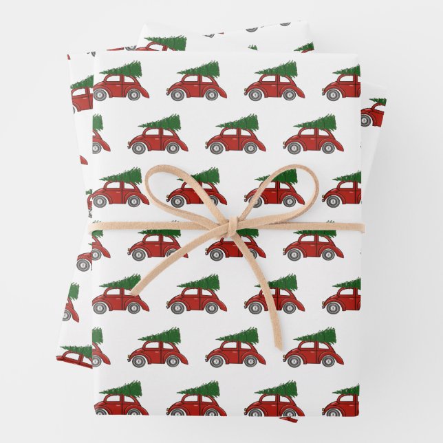 Nostalgic Classic Christmas Tree Tradition Car Wrapping Paper Sheet (In situ)