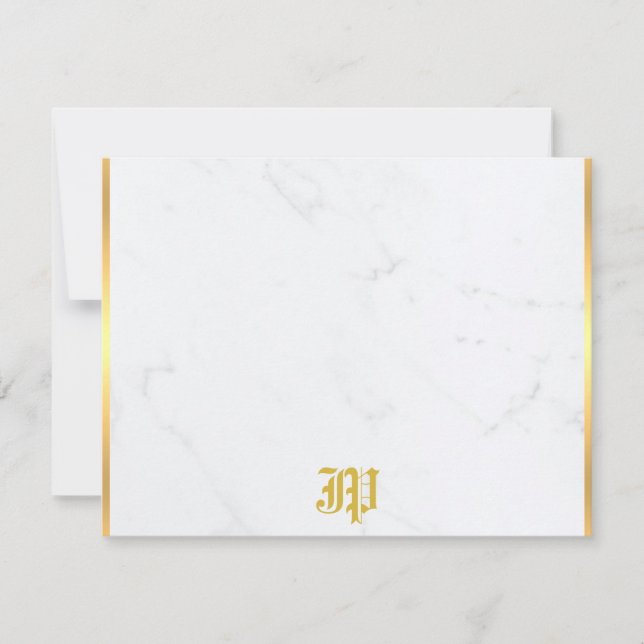 Nostalgic Classic Look Old Style Gold Monogrammed Card (Front)