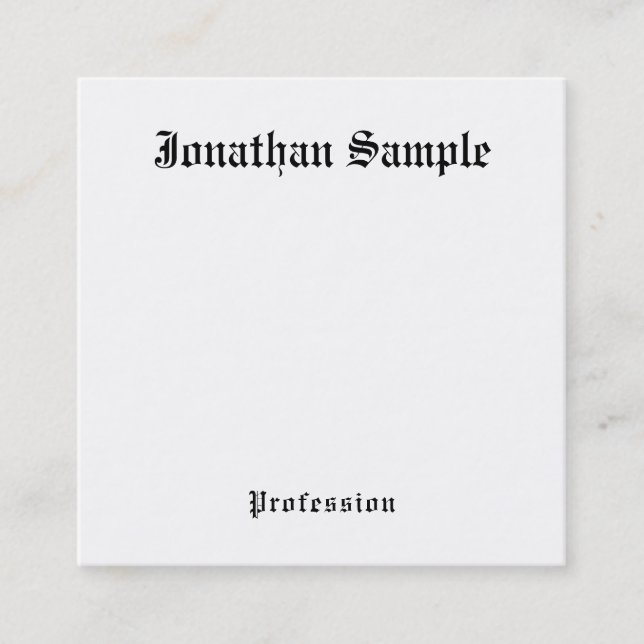 Nostalgic Classic Look Old Style Text Minimalist Square Business Card (Front)