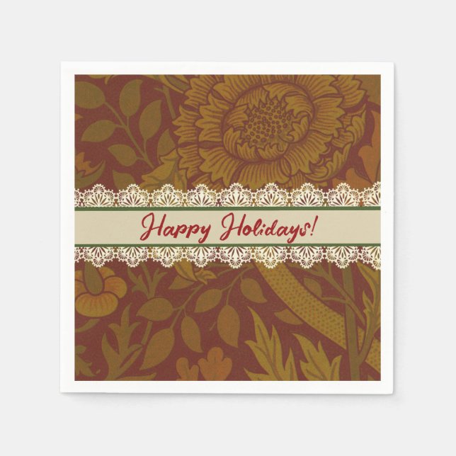 Nostalgic Classic William Morris. Gold Holiday  Napkin (Front)
