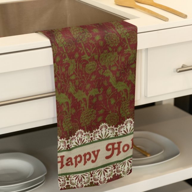 Nostalgic Classic William Morris Gold Holiday  Tea Towel (William Morris dish towels)