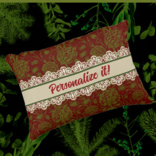 Nostalgic Classic William Morris Red Holiday Decorative Cushion