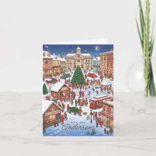 Nostalgic Cosy Christmas Village Wimmelbilder Holiday Card