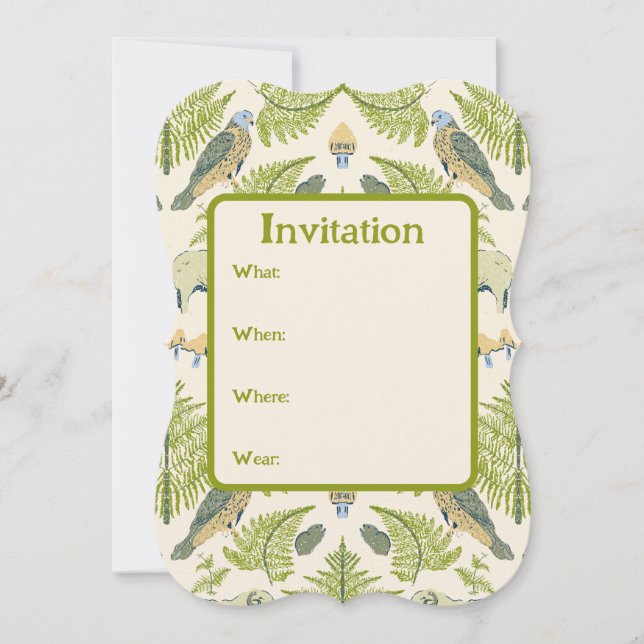 Nostalgic Countryside in Fresh Greens and Yellow  Invitation (Front)