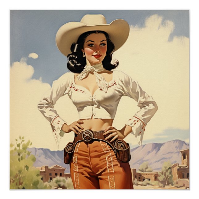 Nostalgic Cowgirl Adornments: Wild West Whispers Poster (Front)