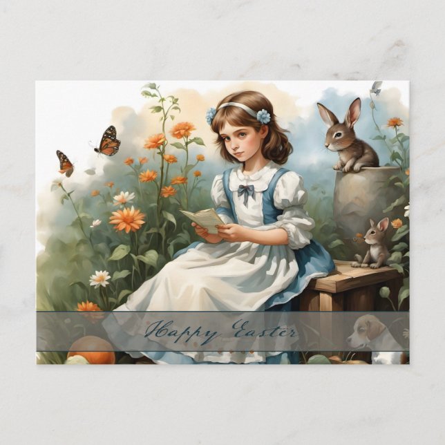Nostalgic Easter Idyll Holiday Postcard (Front)