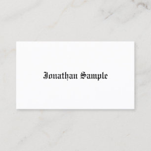 Nostalgic Elegant Classic Minimalist White Plain Business Card