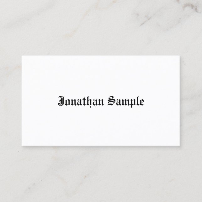 Nostalgic Elegant Classic Minimalist White Plain Business Card (Front)