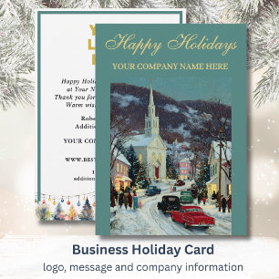 Nostalgic Festive Christmas Scene Business Logo  Holiday Card