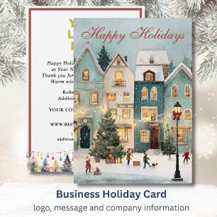 Nostalgic Festive Christmas Scene Business Logo  Holiday Card