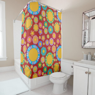 Nostalgic Flora Red Shower Curtain