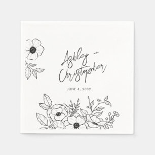 Nostalgic Floral Botanical White Wedding Cocktail Napkin