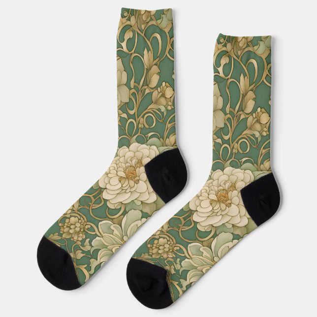 Nostalgic Florals in Vintage Hues Socks (Left)