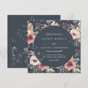 nostalgic garden floral square Wedding Invitation
