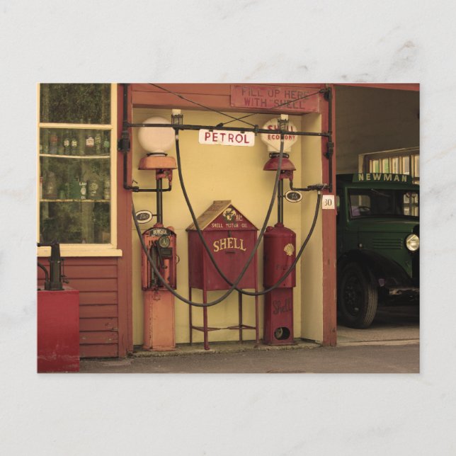 Nostalgic Gas Station Postcard (Front)