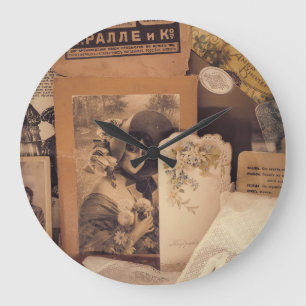Nostalgic Glamour: Vintage Russian Portraits. Large Clock