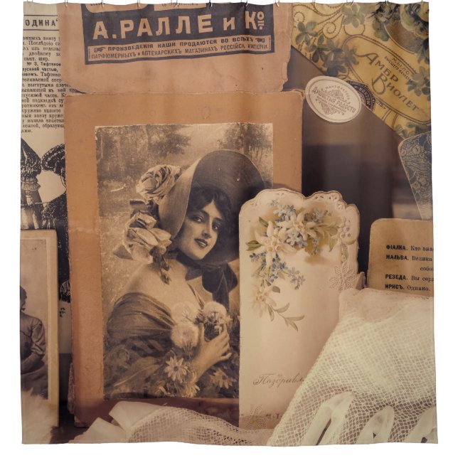 Nostalgic Glamour: Vintage Russian Portraits. Shower Curtain (Front)