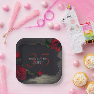 Nostalgic Gothic Love Birthday Paper Plate
