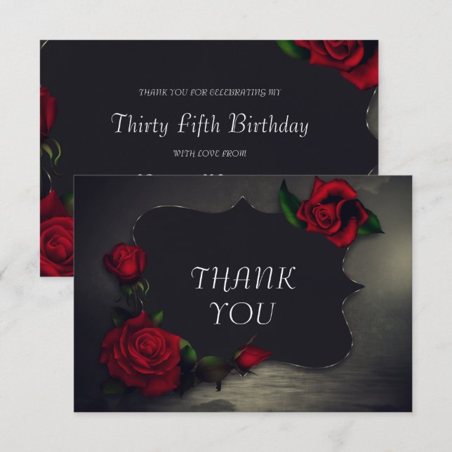 Nostalgic Gothic Love Birthday Thank You Card (Front/Back)