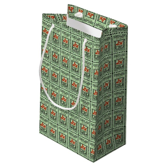 Nostalgic Green Stamps Small Gift Bag (Back Angled)