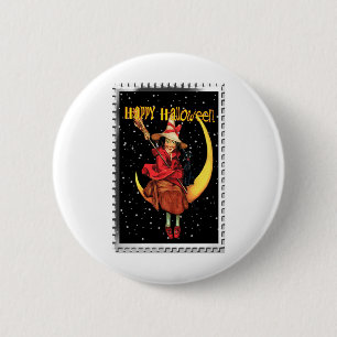 Nostalgic Halloween Good Witch and her Cat 6 Cm Round Badge