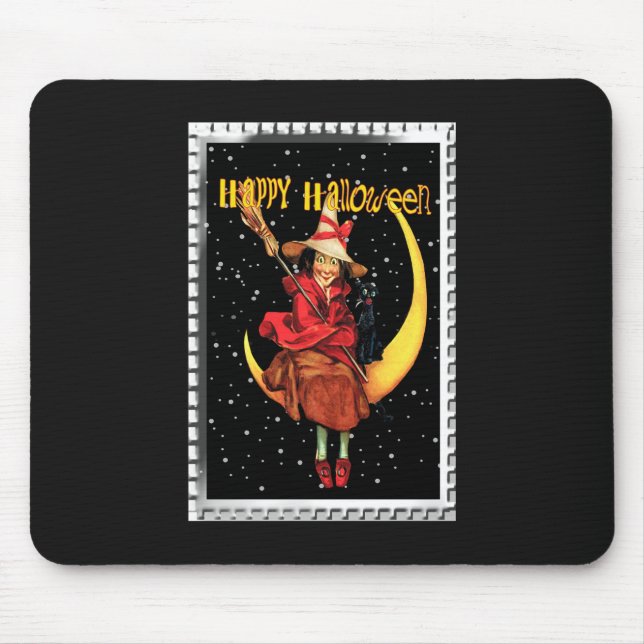 Nostalgic Halloween Good Witch and her Cat Mouse Mat (Front)