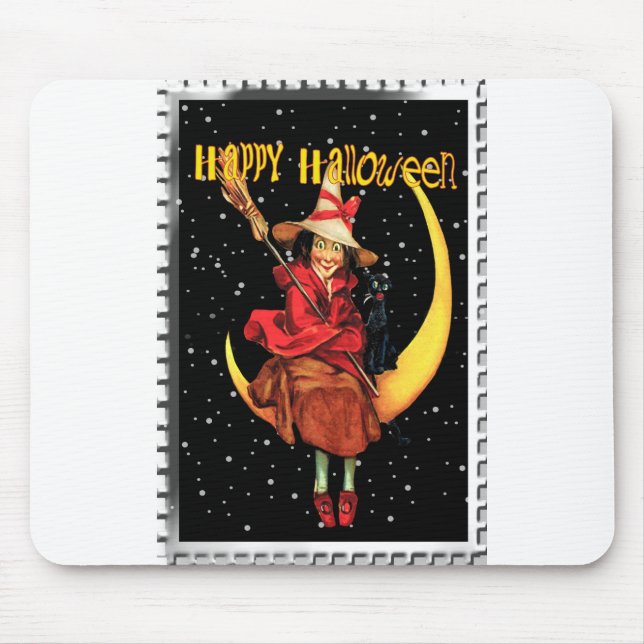 Nostalgic Halloween Good Witch and her Cat Mouse Mat (Front)