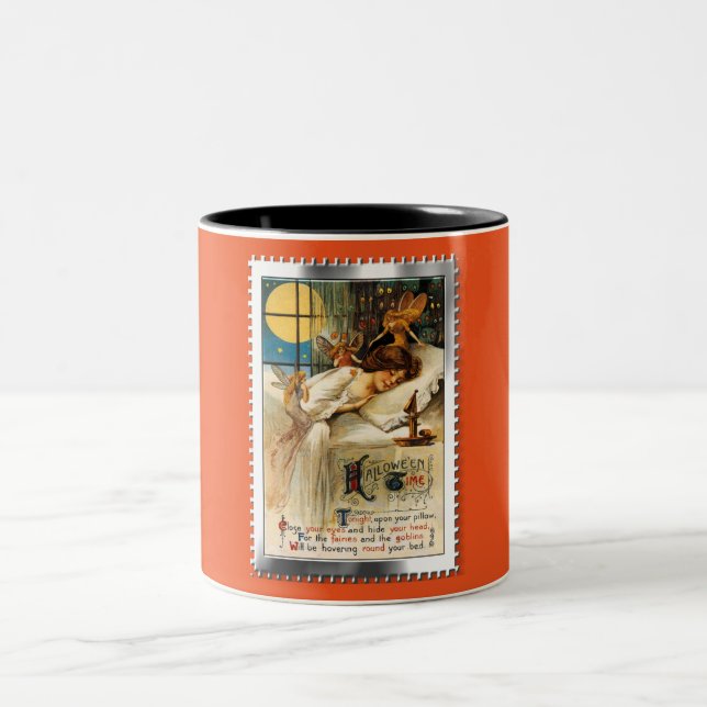 Nostalgic Halloween Slumber Goblins and Fairies Two-Tone Coffee Mug (Center)