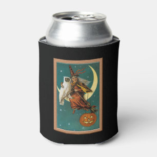 Nostalgic Happy Halloween Witch & Owl Can Cooler