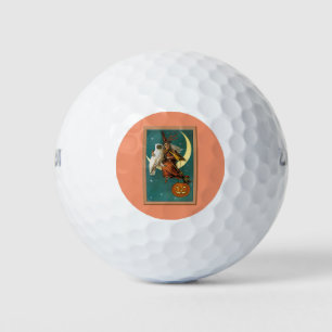 Nostalgic Happy Halloween Witch & Owl Golf Balls