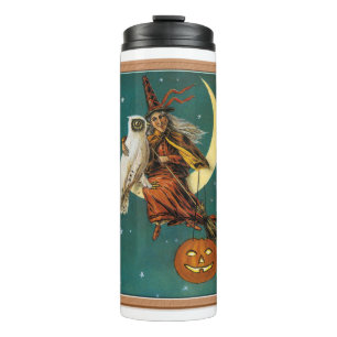 Nostalgic Happy Halloween Witch & Owl Thermal Tumbler