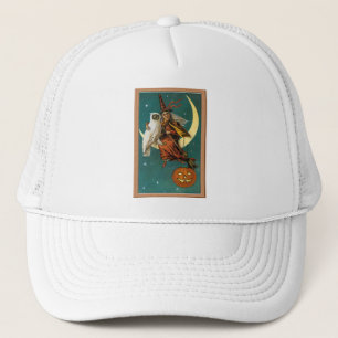 Nostalgic Happy Halloween Witch & Owl Trucker Hat