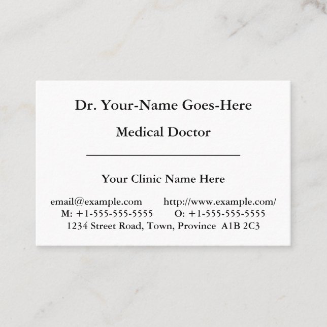 Nostalgic, Health Care Specialist Business Card (Front)