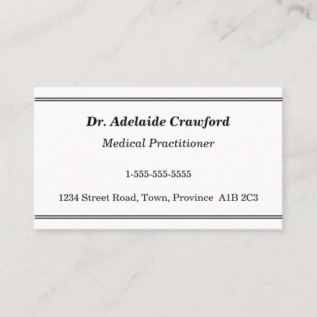 Nostalgic, Healthcare Professional Business Card (Front)