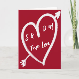 Nostalgic Heart and Initials Valentine Holiday Card