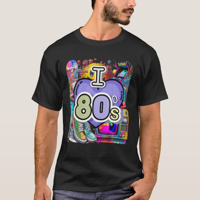 Nostalgic I Love the 80 s Retro Trip Down Memory L T-Shirt (Front)