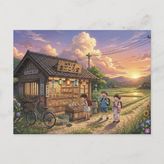 Nostalgic Japanese Dagashiya Candy Store - Anime S Postcard