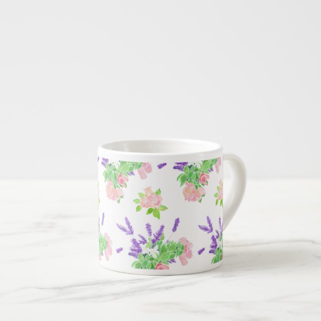 Nostalgic Lavender, Pink Roses, Mock Orange Espresso Cup (Front Right)