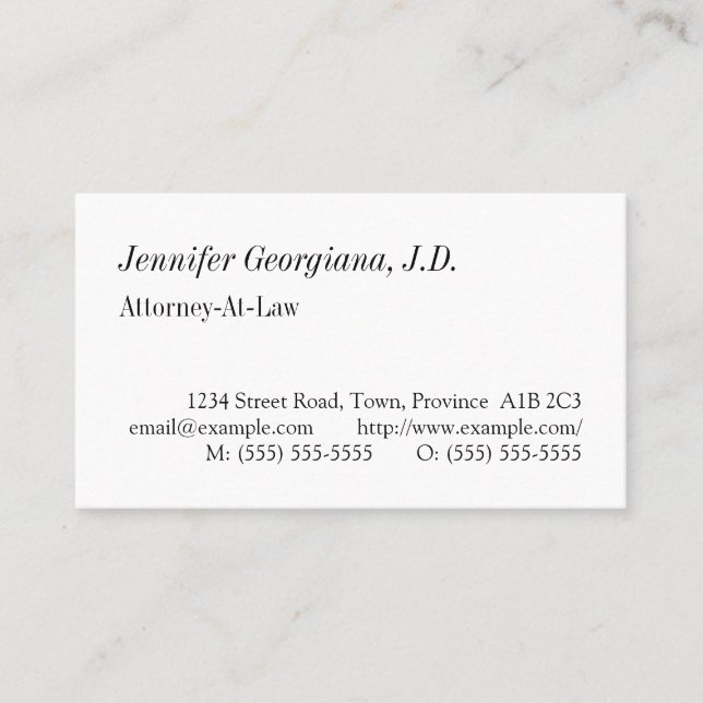 Nostalgic Law Professional Business Card (Front)