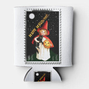 Nostalgic Little Girl, Jack-o’-lantern and Cat Can Cooler