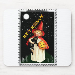 Nostalgic Little Girl, Jack-o’-lantern and Cat Mouse Mat