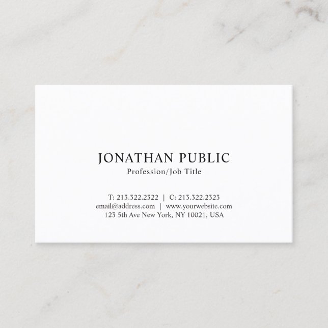 Nostalgic Look Classic Elegant Minimalistic Plain Business Card (Front)
