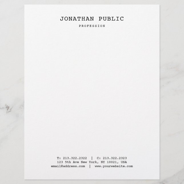 Nostalgic Look Classic Elegant Simple Design White Custom Letterhead (Front)