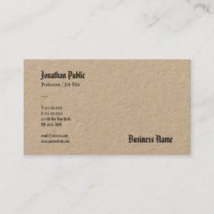 Nostalgic Look Real Kraft Paper Elegant Template Business Card